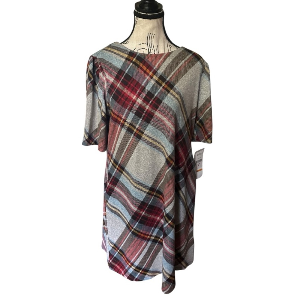 R&K Plaid Shift Dress Small Fall Autumnal Colors Cozy Casual NWT Preppy Office
